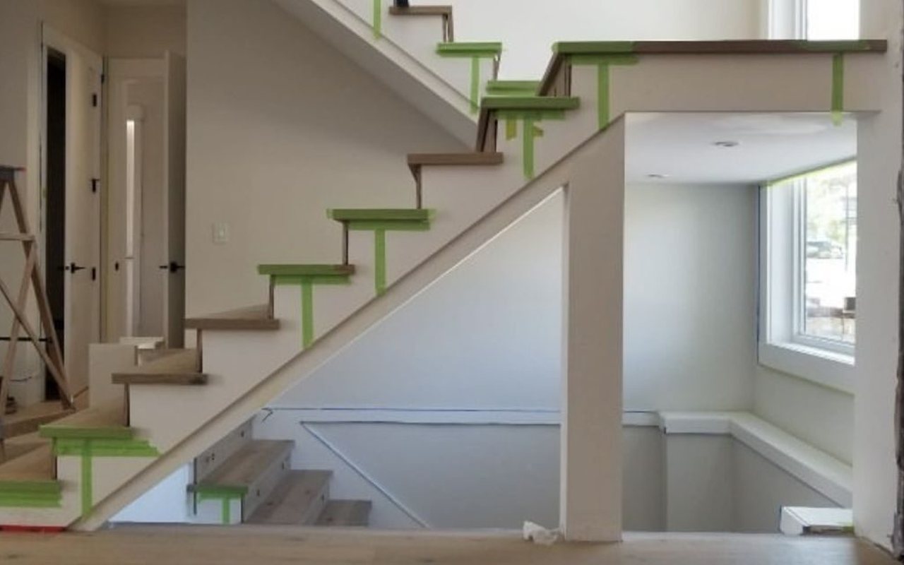 Staircase at framing stage before railing installation